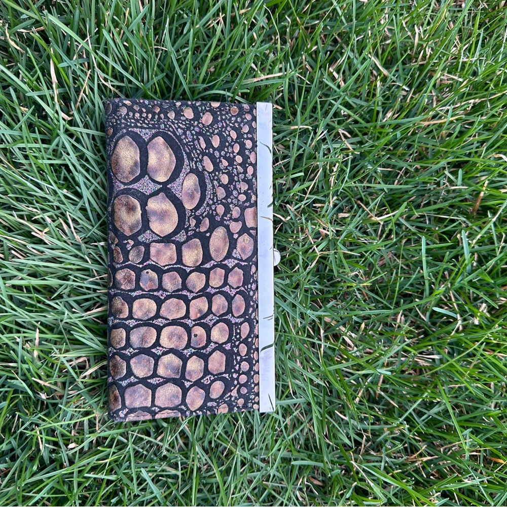 Metallic Copper Textured Clutch Wallet
